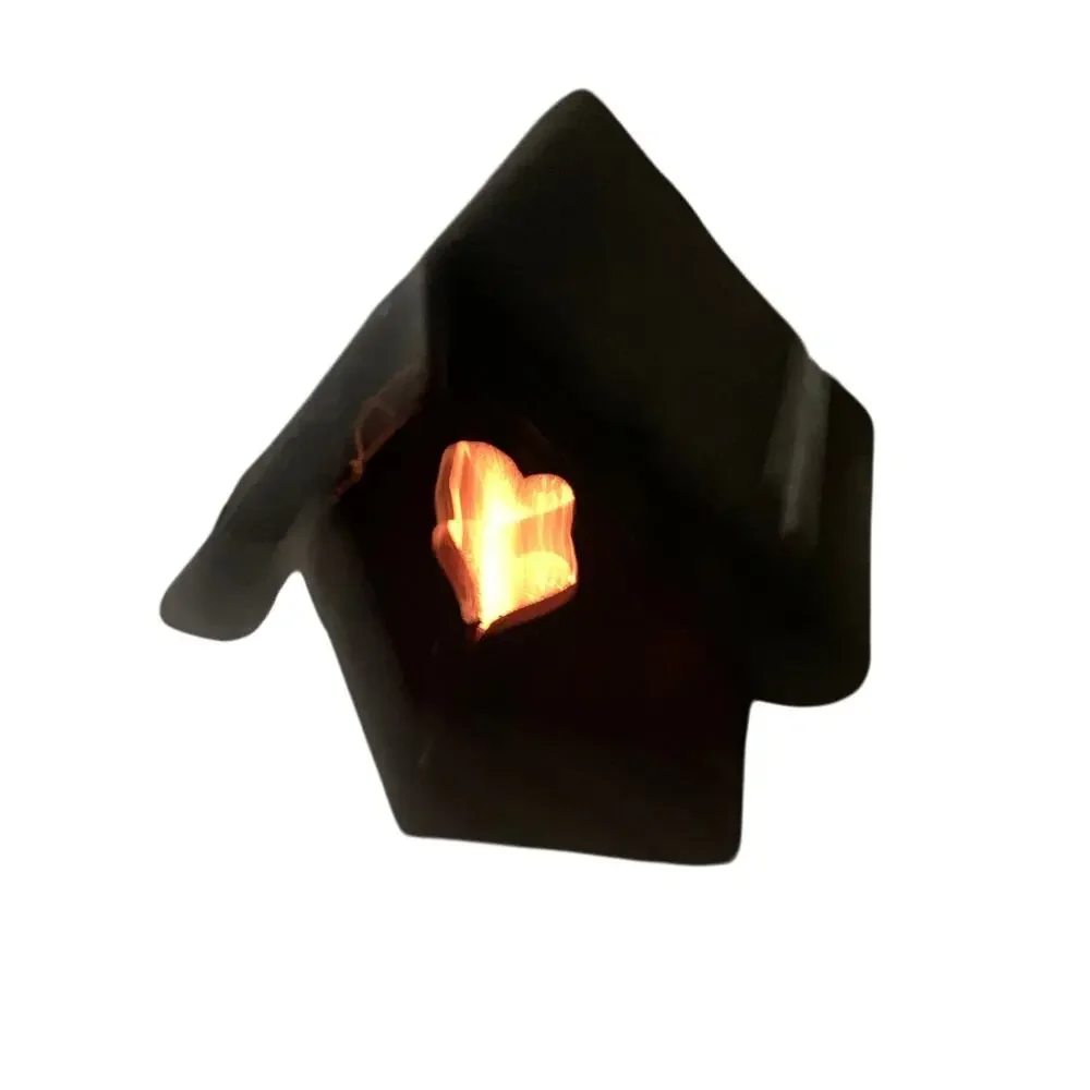 Handmade Folk Art Birdhouse Old Shingle Roof w/ Heart Entrance Light